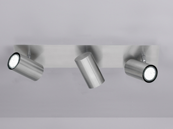 Moderner LED Deckenstrahler aus Silber mattem Metall mit 3 schwenkbaren Spots