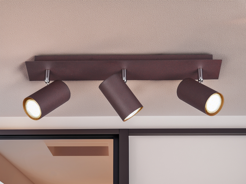 LED Deckenstrahler Rostfarben 3-flammig, Breite 48cm