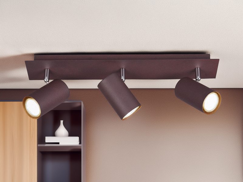 LED Deckenstrahler Rostfarben 3-flammig, Breite 48cm