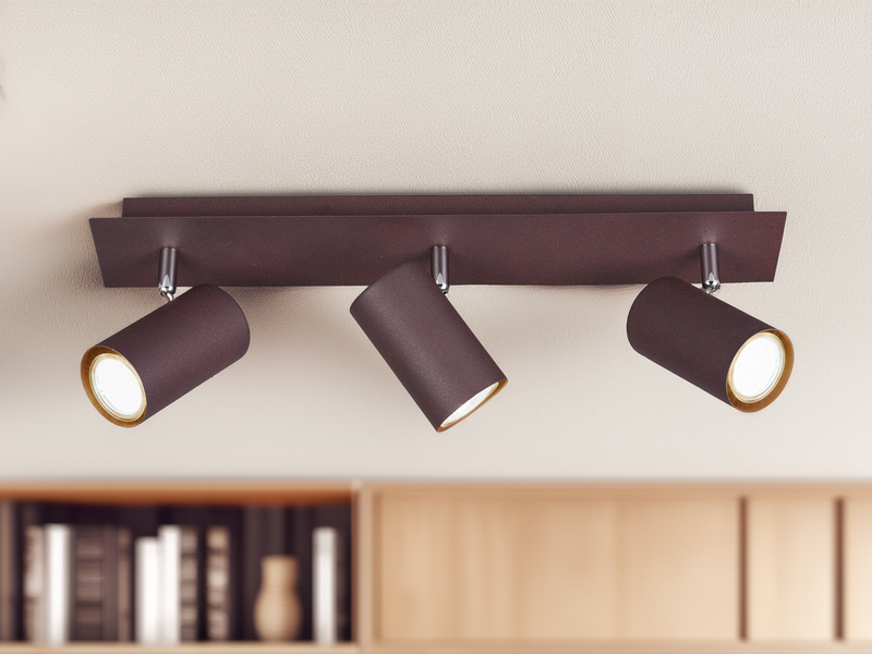 LED Deckenstrahler Rostfarben 3-flammig, Breite 48cm