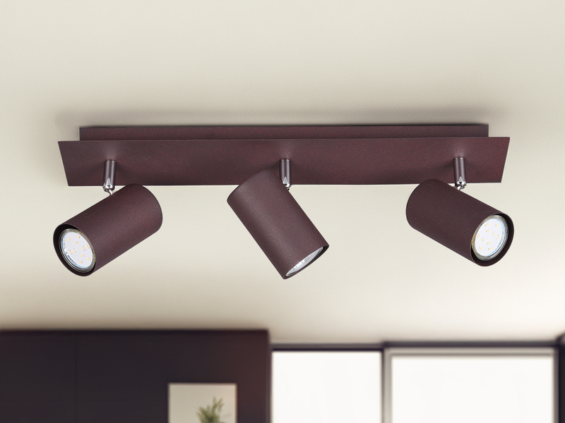 LED Deckenstrahler Rostfarben 3-flammig, Breite 48cm