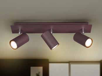 LED Deckenstrahler Rostfarben 3-flammig, Breite 48cm