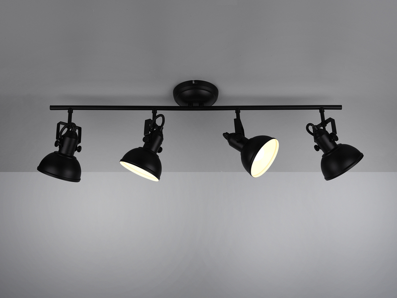 LED Deckenstrahler 4-flammig Metall Schwarz, Breite 79cm