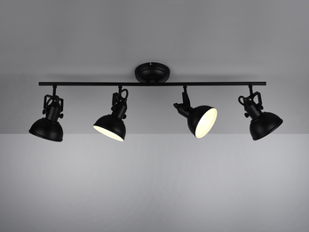 LED Deckenstrahler 4-flammig Metall Schwarz, Breite 79cm