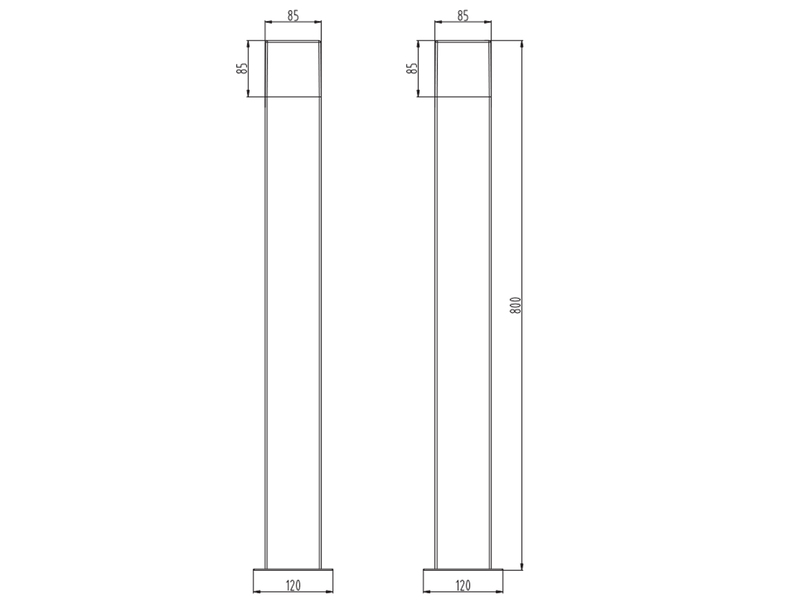 LED Pollerleuchte 3er Set in Anthrazit Höhe 80cm IP44 - Außenleuchte Wegeleuchte