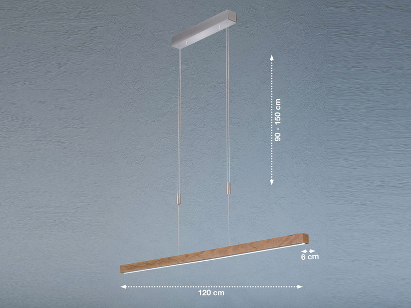 LED Pendelleuchte STRAßBURG Holz Natur höhenverstellbar & dimmbar 120cm