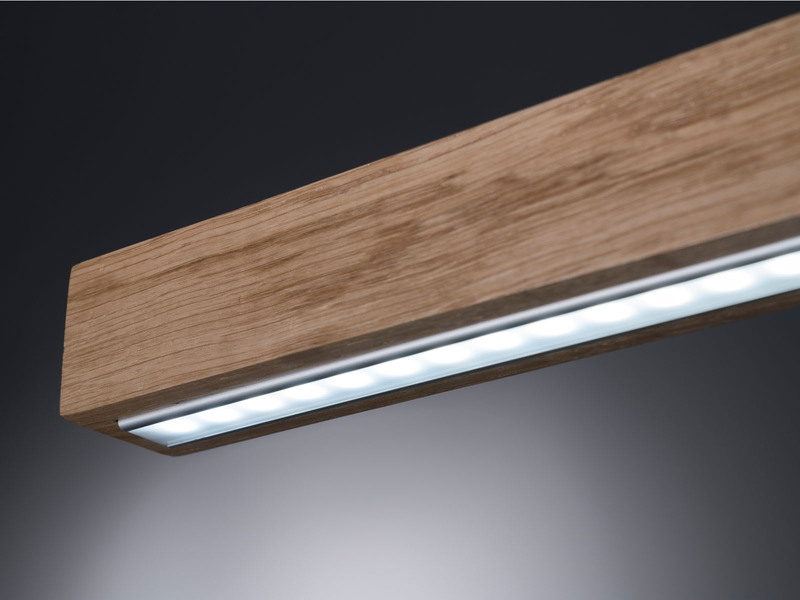 LED Pendelleuchte STRAßBURG Holz Natur höhenverstellbar & dimmbar 120cm