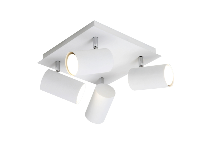 Deckenstrahler Weiß 4-flammig, mit GU10 LED, Quadrat 24cm