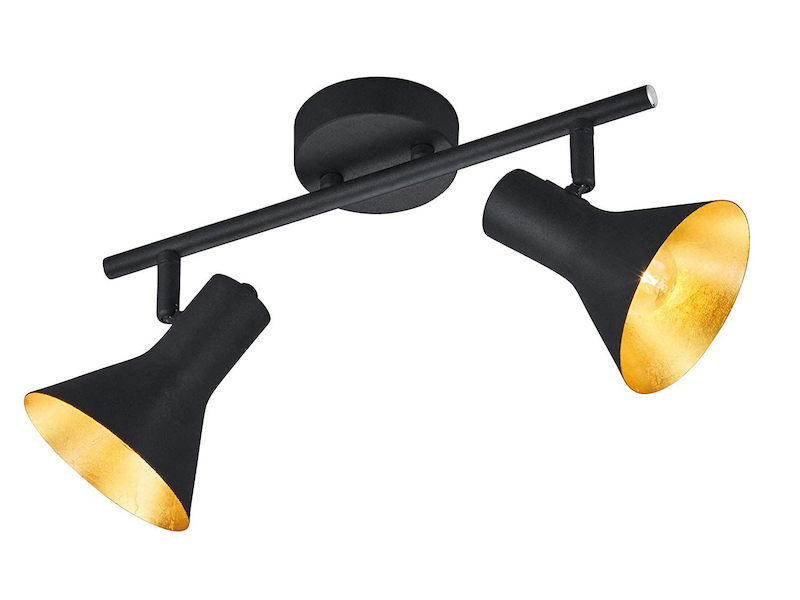 Deckenstrahler NINA Metall Schwarz Gold 2-flammig, Breite 33cm