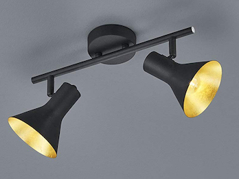 Deckenstrahler NINA Metall Schwarz Gold 2-flammig, Breite 33cm