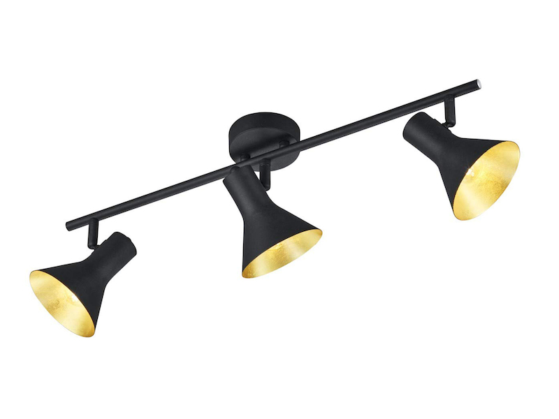 Deckenstrahler NINA Metall Schwarz Gold 3-flammig, Breite 58cm