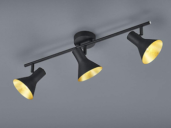 Deckenstrahler NINA Metall Schwarz Gold 3-flammig, Breite 58cm