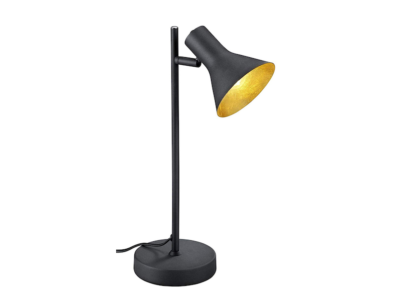 LED Tischleuchte Metall Schwarz/Gold Spot dreh+schwenkbar, 39cm hoch