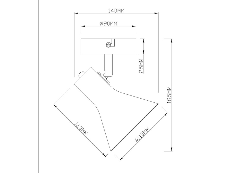 Wandstrahler Metall Schwarz / Gold mit LED dimmbar, Breite 11cm
