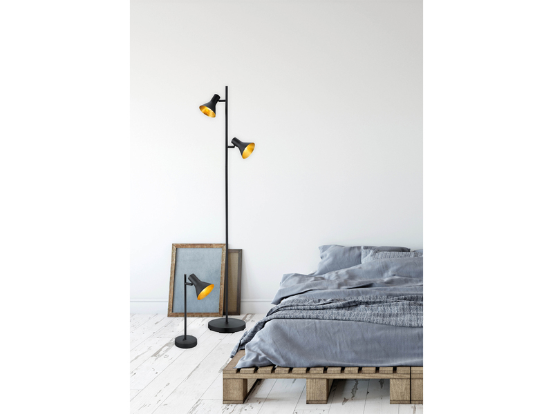 Wandstrahler Metall Schwarz / Gold mit LED dimmbar, Breite 11cm
