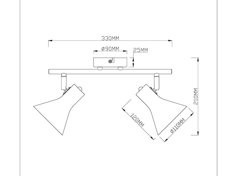 LED Deckenstrahler Metall Schwarz Gold 2-flammig, Breite 33cm