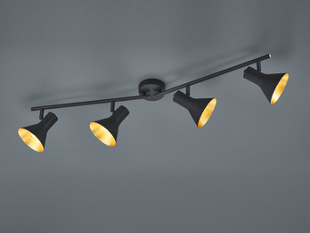 LED Deckenstrahler Metall Schwarz Gold 4-flammig, Breite 84,5cm