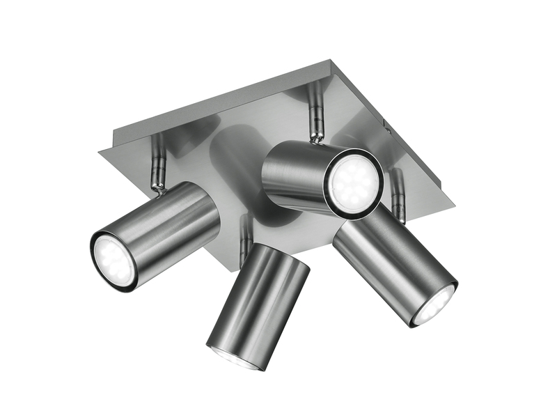 Deckenstrahler Silber 4-flammig, mit GU10 LED, Quadrat 24cm