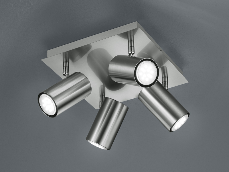 Deckenstrahler Silber 4-flammig, mit GU10 LED, Quadrat 24cm
