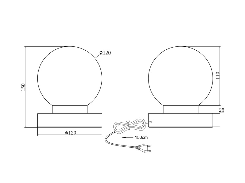 LED Tischleuchte Glaskugel Weiß, Fuß Silber - LED per Touch dimmbar, Höhe 15cm