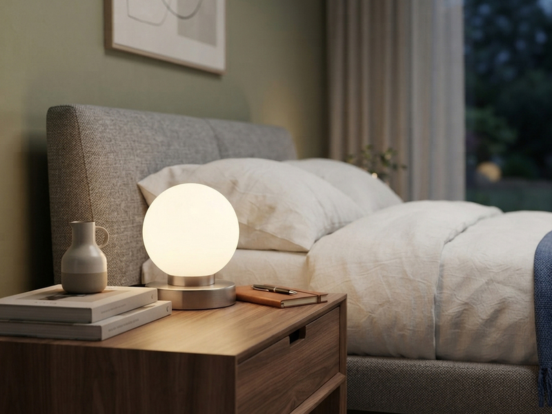 Kleine Touch Tischleuchte Silber mit Glas Kugel Weiß & E14 LED, Höhe 15cm