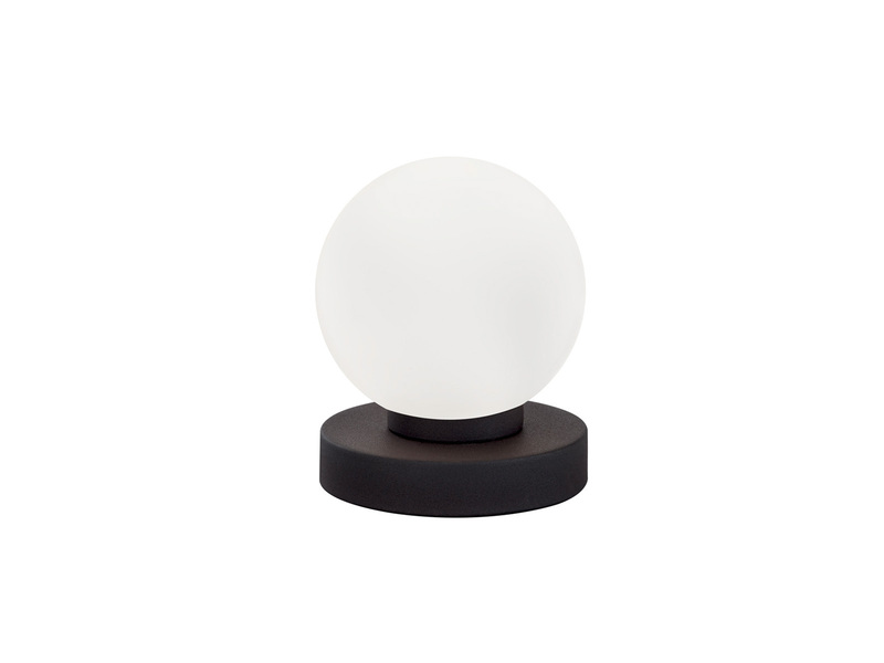 Kleine Touch Tischleuchte Rostoptik mit Glas Kugel Weiß & E14 LED, Höhe 15cm