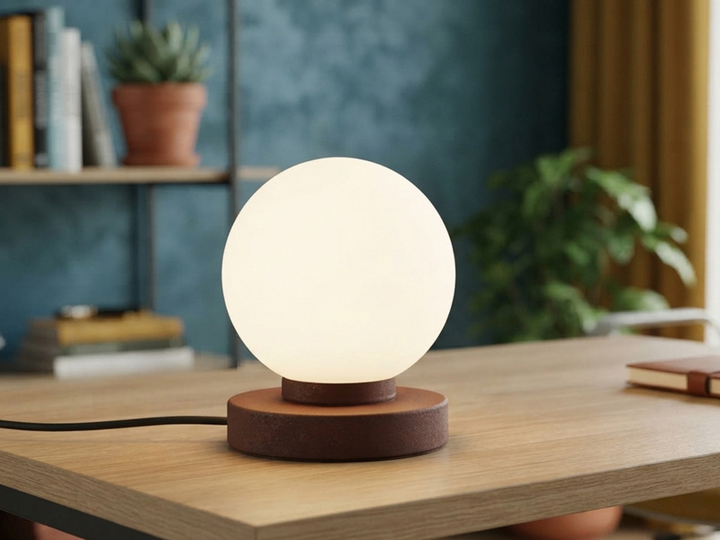 Kleine Touch Tischleuchte Rostoptik mit Glas Kugel Weiß & E14 LED, Höhe 15cm