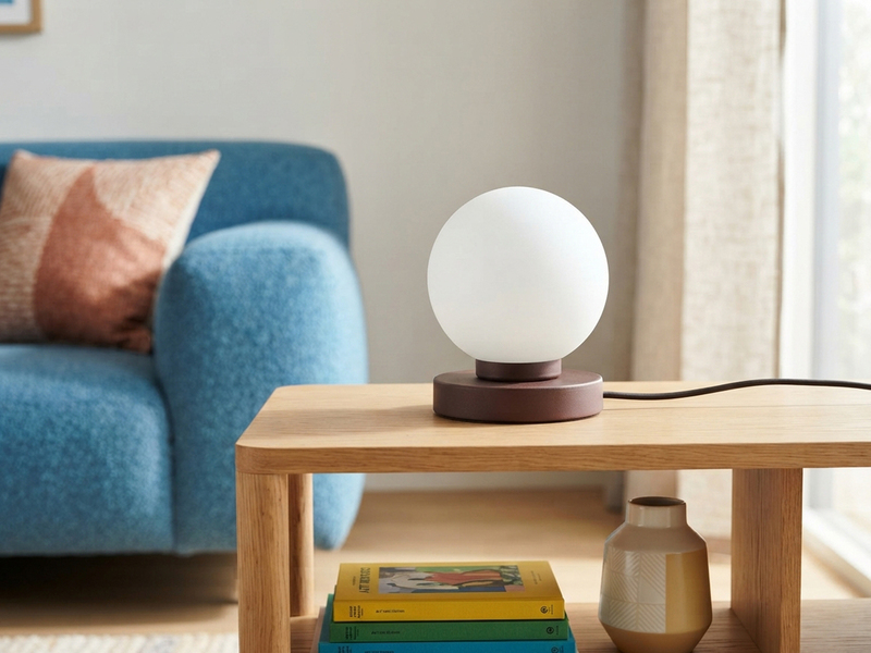 Kleine Touch Tischleuchte Rostoptik mit Glas Kugel Weiß & E14 LED, Höhe 15cm