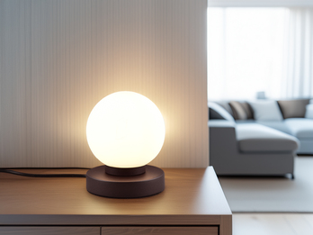 Kleine Touch Tischleuchte Rostoptik mit Glas Kugel Weiß & E14 LED, Höhe 15cm