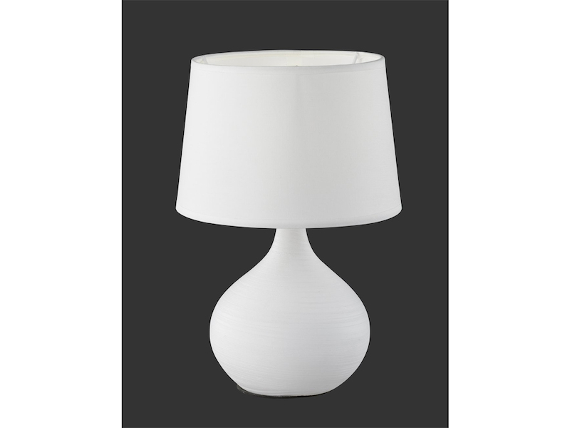 Tischlampe MARTIN mit Keramikfuß Weiß & Stoffschirm Weiß, Höhe 29cm