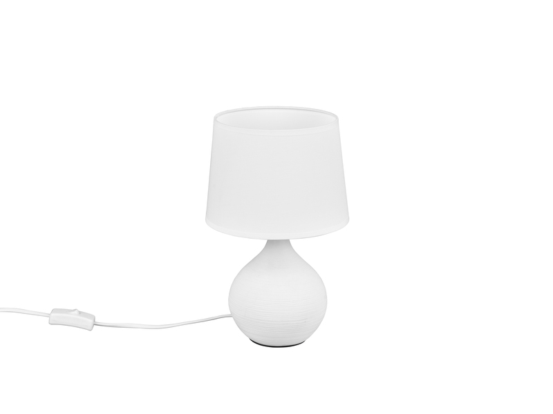 Tischlampe MARTIN mit Keramikfuß Weiß & Stoffschirm Weiß, Höhe 29cm