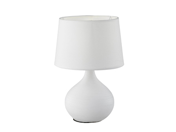 Tischlampe MARTIN mit Keramikfuß Weiß & Stoffschirm Weiß, Höhe 29cm