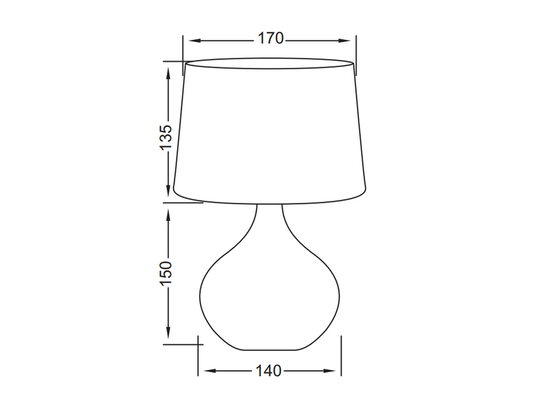 LED Tischleuchte Keramik mit Stoff Lampenschirm Weiß, Höhe 29cm