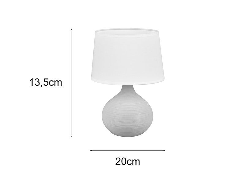 LED Tischleuchte mit Keramikfuß Beige & Stoffschirm Weiß, Höhe 29cm