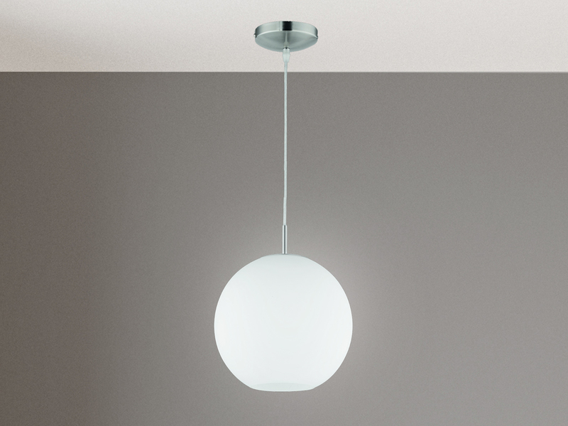 Pendelleuchte MOON 1-flammig mit Glaskugel Lampenschirm Opalglas, Ø 30cm