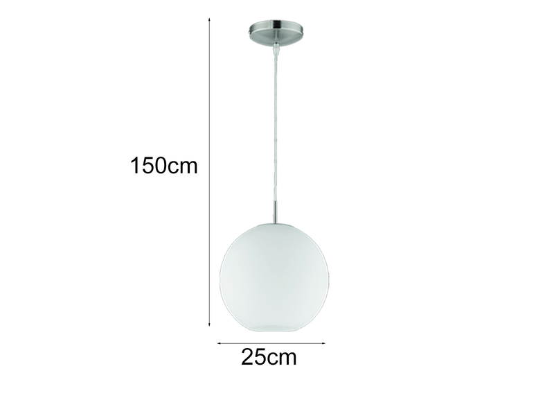 LED Pendelleuchte mit Kugel aus weißem Opalglas, Ø25cm