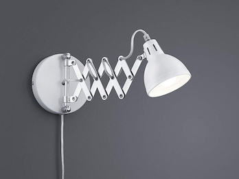 Verstellbare LED Wandleuchte mit Scherengelenk aus Metall in Weiß matt