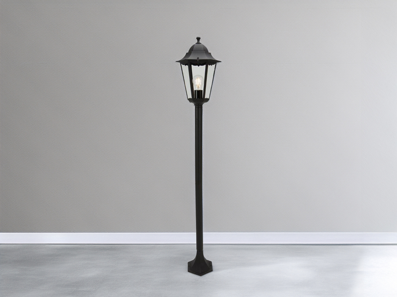 Nostalgische LED Wegeleuchte aus Aluminium in schwarz 125cm Höhe IP44