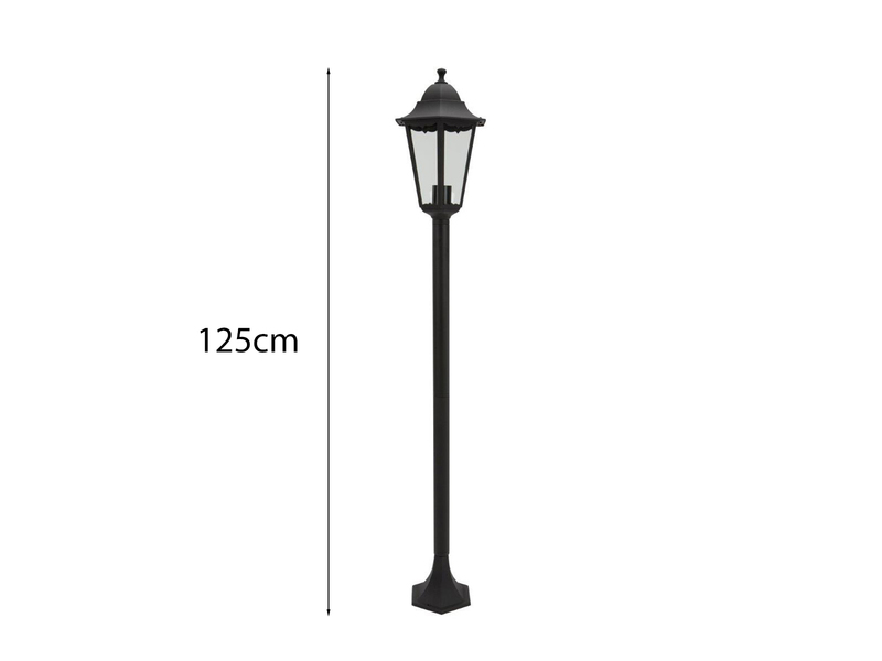 Nostalgische LED Wegeleuchte aus Aluminium in schwarz 125cm Höhe IP44