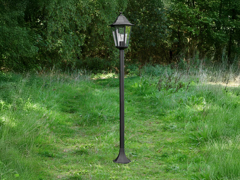 Nostalgische LED Wegeleuchte aus Aluminium in schwarz 125cm Höhe IP44