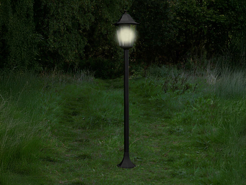 Nostalgische LED Wegeleuchte aus Aluminium in schwarz 125cm Höhe IP44