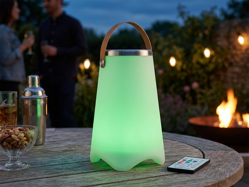 Akku Tischlampe CALLOON mit RGBW, Bluetooth Lautsprecher & Weinkühler, Höhe 38cm