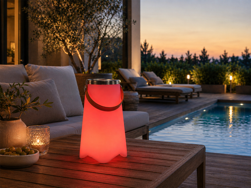 Akku Tischlampe CALLOON mit RGBW, Bluetooth Lautsprecher & Weinkühler, Höhe 38cm
