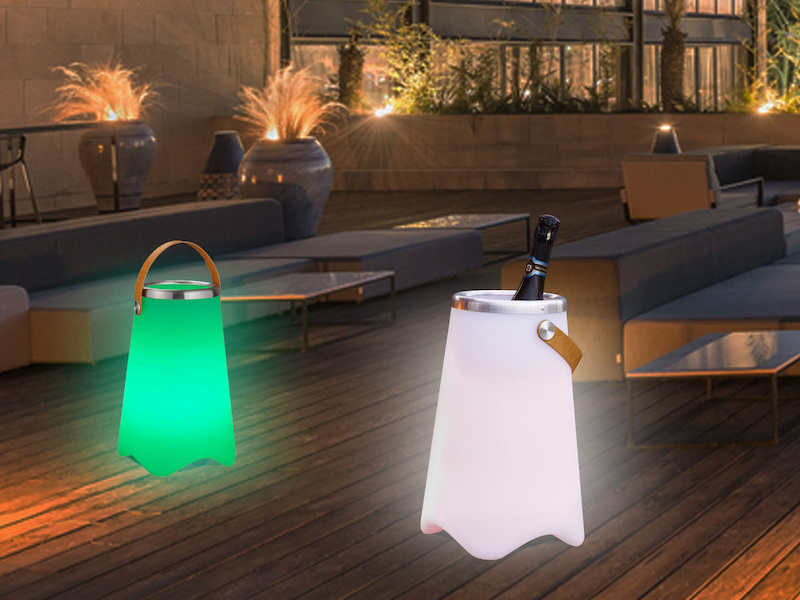 Design Lampe beere silber mit LED flacker Licht Tischlampe Stehlampe Leuchte 