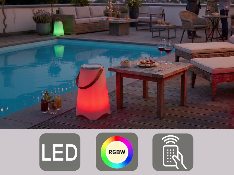 LED Akku Bodenlampe CALLOON mit RGB, Bluetooth Lautsprecher & Weinkühler 50cm