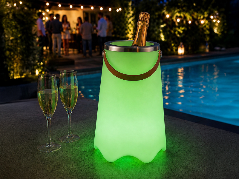 LED Akku Bodenlampe CALLOON mit RGB, Bluetooth Lautsprecher & Weinkühler 50cm