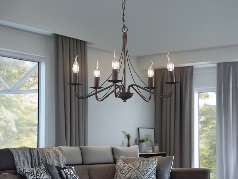 Kronleuchter COUNTRY Landhaus 5-flammig Metall in Rostoptik Ø 55cm