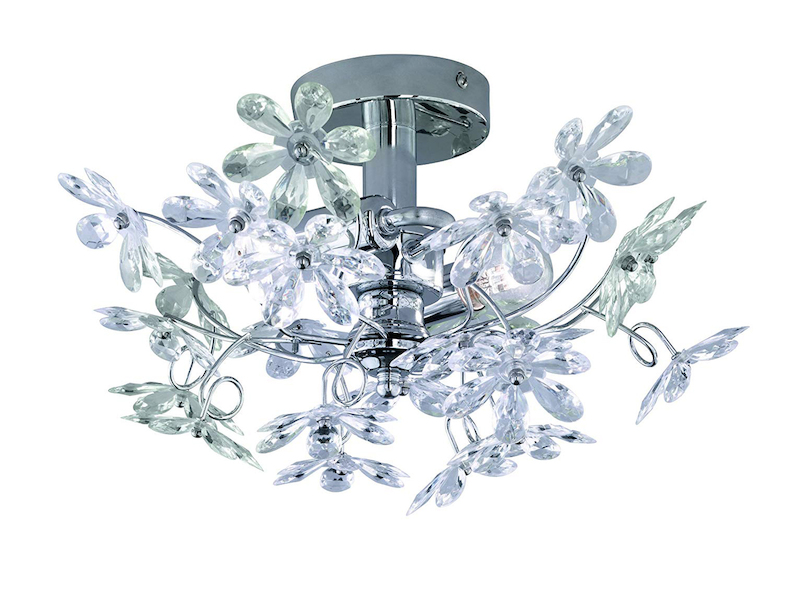 Verspielte Deckenleuchte FLOWER  im floralen Design, Chrom Multicolor Ø 38cm