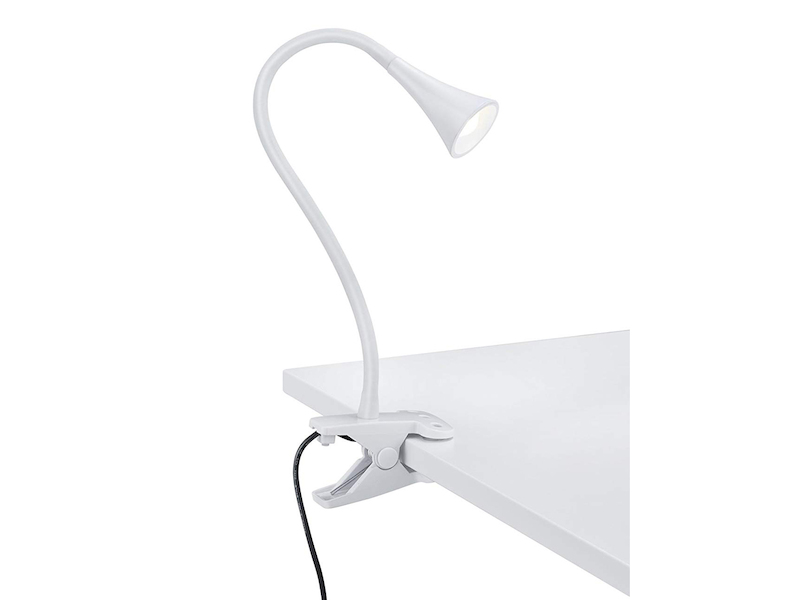 LED Klemmleuchte VIPER 1 flammig Kunststoff Schwanenhalslampe in Weiß