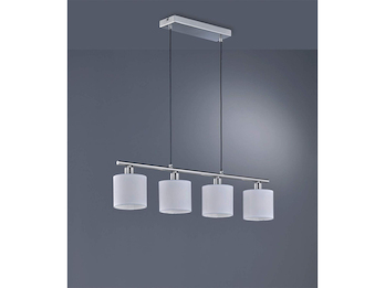 Pendelleuchte TOMMY 4-flammig Lampenschirme Stoff Weiß, Breite 75cm